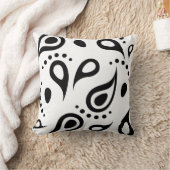 白黒ペイズリーの装飾用クッション クッション (ブランケット)
