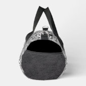 白黒ペイズリーインキアート名前をカスタムする ダッフルバッグ (右)