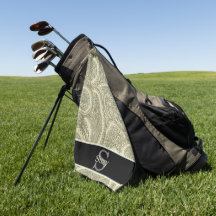 白黒ペイズリーエレガントイニシャルモノグラム