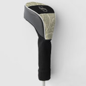 白黒ペイズリーエレガントイニシャルモノグラム ゴルフヘッドカバー (アングル)