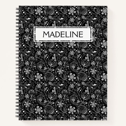白黒ペイズリースパイラルノートブック ノートブック (正面)