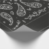 白黒ペイズリーバンダナオーナメントプリント。六 ラッピングペーパー (角)