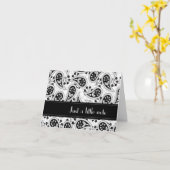 白黒ペイズリーパターン カード (黄色い花)