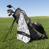 白黒ペイズリーパターン ゴルフタオル (グリーン)