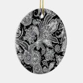 白黒ペイズリーパターン セラミックオーナメント (右)