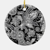 白黒ペイズリーパターン セラミックオーナメント (裏面)