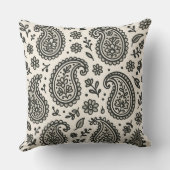 白黒ペイズリーフローラルパターン クッション (裏面)