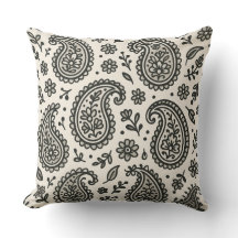 白黒ペイズリーフローラルパターン