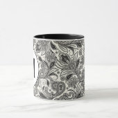 白黒ペイズリーモノグラム マグカップ (中央)