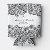 白黒ペイズリーレース 缶クーラー (正面)