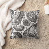 白黒ペイズリー優雅 クッション (ブランケット)