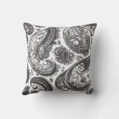 白黒ペイズリー優雅 クッション (裏面)