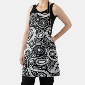 白黒ペイズリー模様のプリント エプロン (インサイチュ)