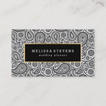 白黒ペイズリー金ゴールドアクセント