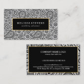 白黒ペイズリー金ゴールドアクセント 名刺 (正面/裏面)