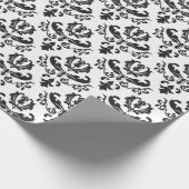 白黒ペイズリー ラッピングペーパー (角)