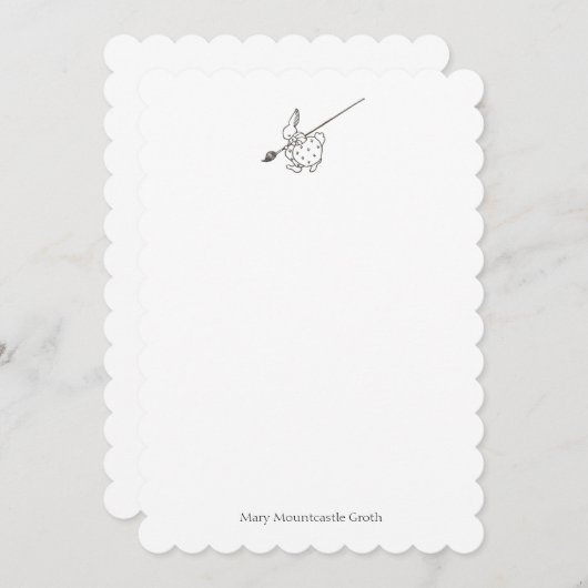 白黒ペインターのウサギ ノートカード (正面/裏面)