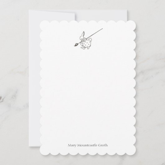 白黒ペインターのウサギ ノートカード (正面)