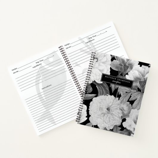 白黒ペオニスウォーター色フローラレシピ ノートブック (内部)