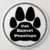 白黒ペットの専門家の手の印刷名タグ 缶バッジ (正面)