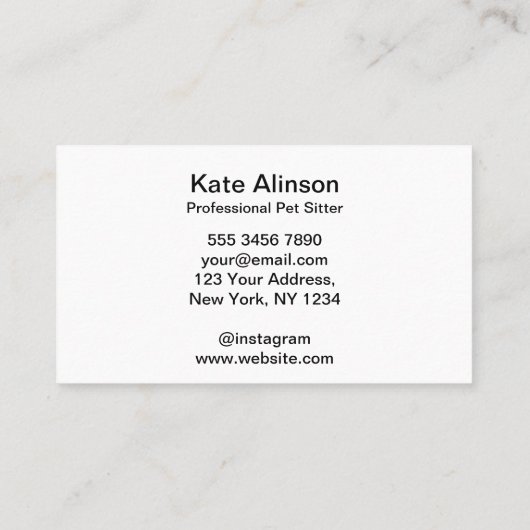 白黒ペットシッターの名刺 名刺 (裏面)