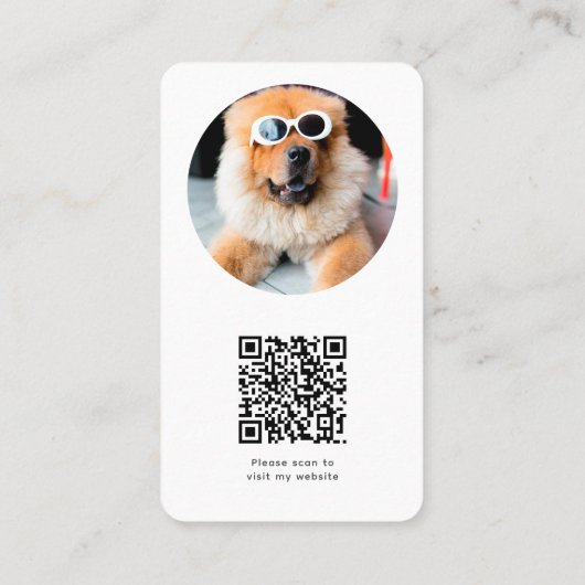 白黒ペットドッグフォトソーシャルメディアQrコード 名刺 (裏面)