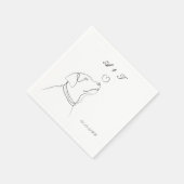 白黒ペットドードルカップル結婚ズモノグラム スタンダードカクテルナプキン (角)