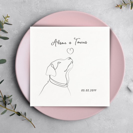 白黒ペットドードル婚約結婚ズモノグラム スタンダードカクテルナプキン