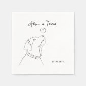 白黒ペットドードル婚約結婚ズモノグラム スタンダードカクテルナプキン (正面)