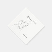 白黒ペットドードル婚約結婚ズモノグラム スタンダードカクテルナプキン (角)