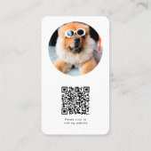 白黒ペット犬の写真ソーシャルメディアQRコード 名刺 (裏面)