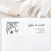 白黒ペンインクバタフライ差出人住所ラベル ラベル (インサイチュ)