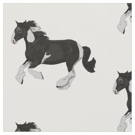 白黒ペンキのまだら馬のジプシーのVannerの馬 ファブリック (クローズアップ)