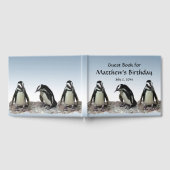 白黒ペンギンバードバースデーパーティーゲストブック ゲストブック (全面)
