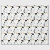 白黒ペンギン包装紙 ラッピングペーパー (フラット)