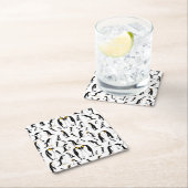 白黒ペンギン模様 スクエアペーパーコースター (インサイチュ)
