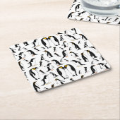 白黒ペンギン模様 スクエアペーパーコースター (アングル)