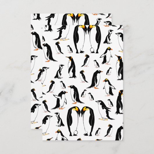 白黒ペンギン模様 ノートカード (正面/裏面)