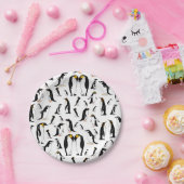 白黒ペンギン模様 ペーパープレート (パーティー)