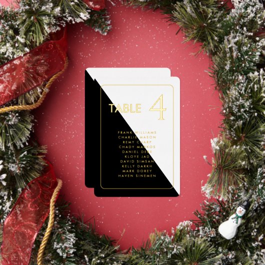 白黒ホイルモダン実在テーブルカード 箔招待状 (インサイチュ)