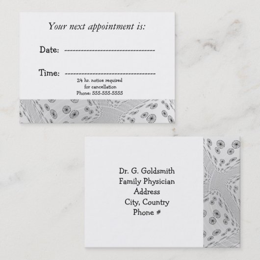 白黒ホイールメディカルアポイントメント 予約カード (正面/裏面)