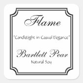 白黒ホタテガイのフレームキャンドルラベル スクエアシール (正面)