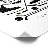 白黒ホッケースポーツ機器のパターンポスト ポスター (角)