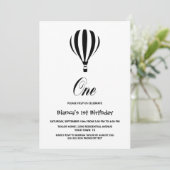 白黒ホットエアバルーン1st誕生日パーティー 招待状 (スタンド正面)