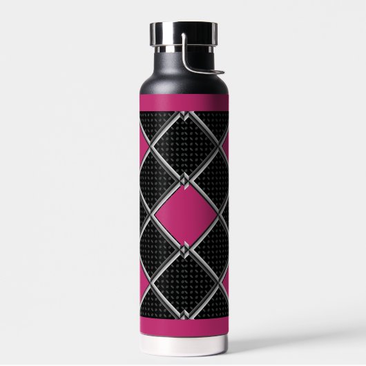 白黒ホットピンクエレガントダイヤモンドアルギル ウォーターボトル (左面)