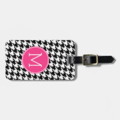 白黒ホットピンクパタ千鳥格子のーンモノグラム ラゲッジタグ (正面横)