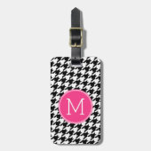 白黒ホットピンクパタ千鳥格子のーンモノグラム ラゲッジタグ (正面縦)