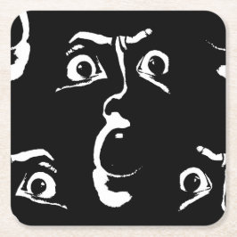 白黒ホラー顔 スクエアペーパーコースター