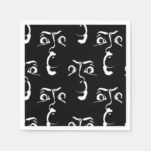 白黒ホラー顔 スタンダードカクテルナプキン (正面)