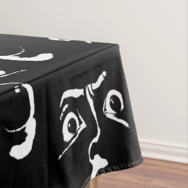白黒ホラー顔 テーブルクロス